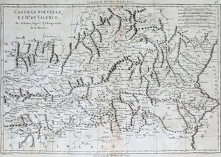 1780 Antiguo mapa Extremadura, Castilla, Valencia