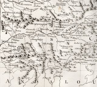 1780 Antiguo mapa Extremadura, Castilla, Valencia