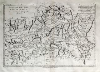 1780 Antiguo mapa Extremadura, Castilla, Valencia