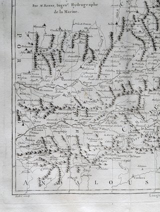 1780 Antiguo mapa Extremadura, Castilla, Valencia