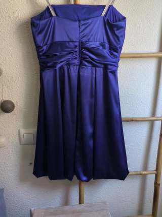 Vestido de fiesta azul palabra de honor