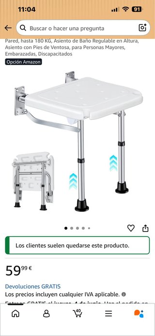 Silla para baño adultos