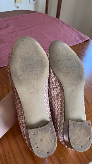 Mocasines Joyca Piel Trenzada Oro y Rosa