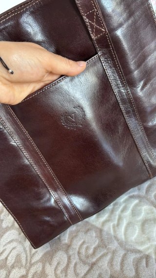 Borsa tote in pelle marrone