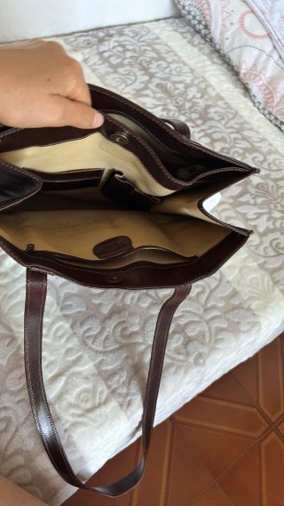 Borsa tote in pelle marrone