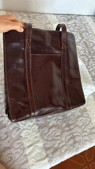 Borsa tote in pelle marrone