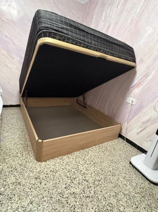 Canapé Cama Tapizado Tela Madera