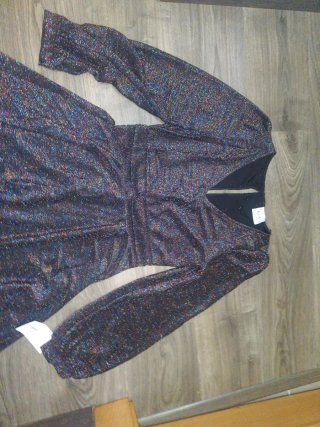 Vestido fiesta brillo manga larga mujer L