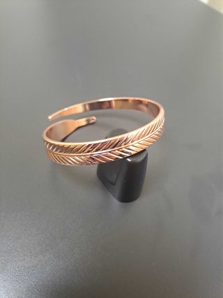 Pulsera Cobre Diseño Pluma Ave Nueva