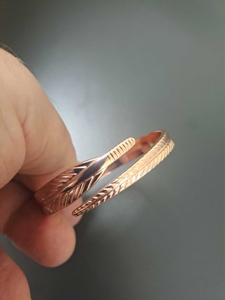 Pulsera Cobre Diseño Pluma Ave Nueva