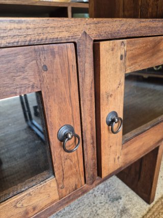 Consola de madera y cristal