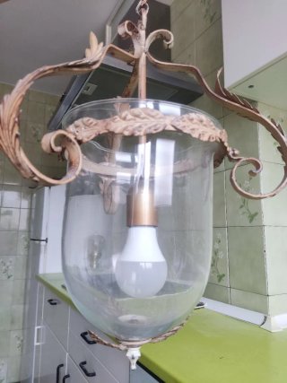 Lámpara de techo antigua cristal y metal