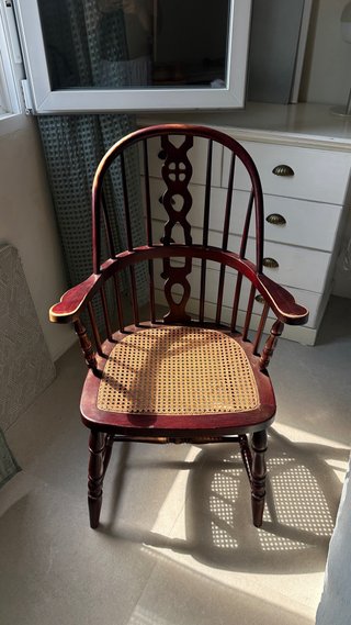 Confezione di 2 sedie vintage in rattan e legno
