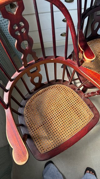 Confezione di 2 sedie vintage in rattan e legno
