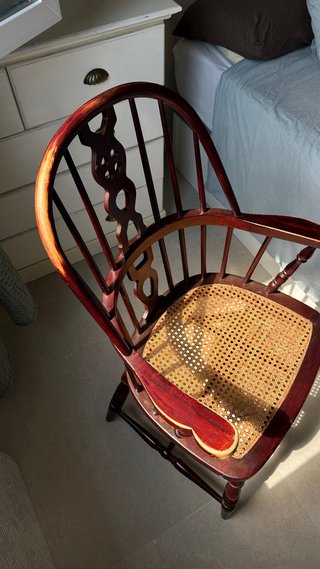 Confezione di 2 sedie vintage in rattan e legno