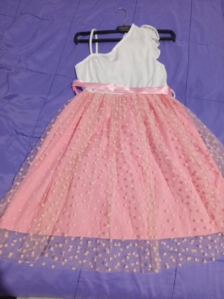 Vestido niña rosa tul corazones