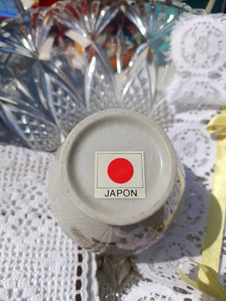 Jarrón de cerámica con pavos reales, vintage