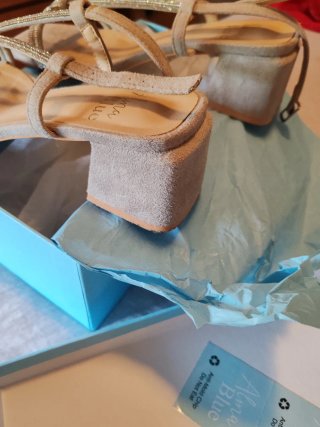 Sandalias Alma Blue Beige con Pedrería