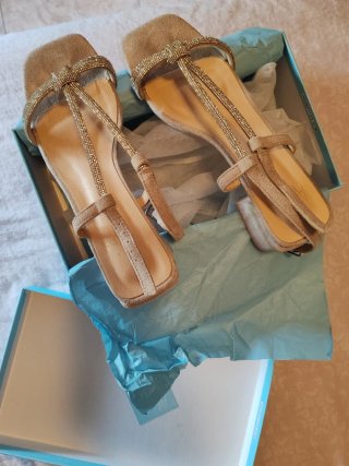 Sandalias Alma Blue Beige con Pedrería