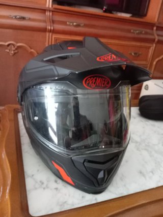 Casco Moto Modular Premier Negro Mate/Rojo Talla S