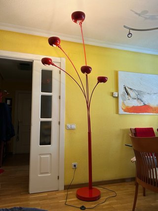 Lámpara de pie roja 5 focos