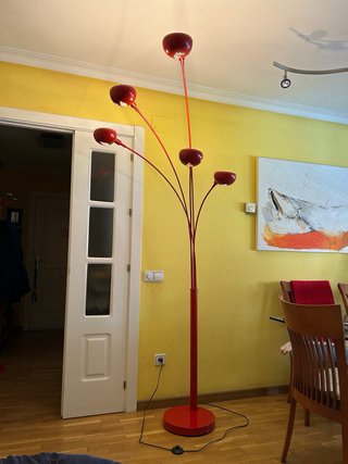 Lámpara de pie roja 5 focos