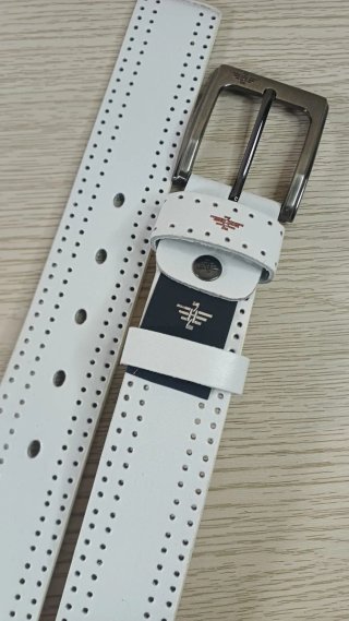Cinturón Cuero Blanco Hombre 135cm