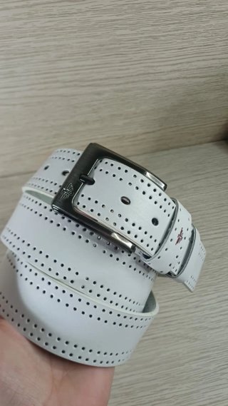 Cinturón Cuero Blanco Hombre 135cm
