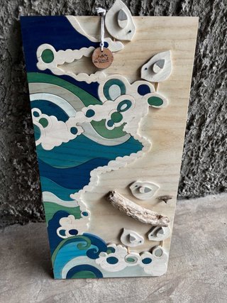 Quadro in legno stile wave mare