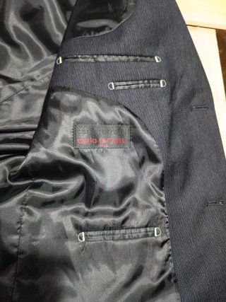 Traje de caballero negro/ralla diplomatica T-56