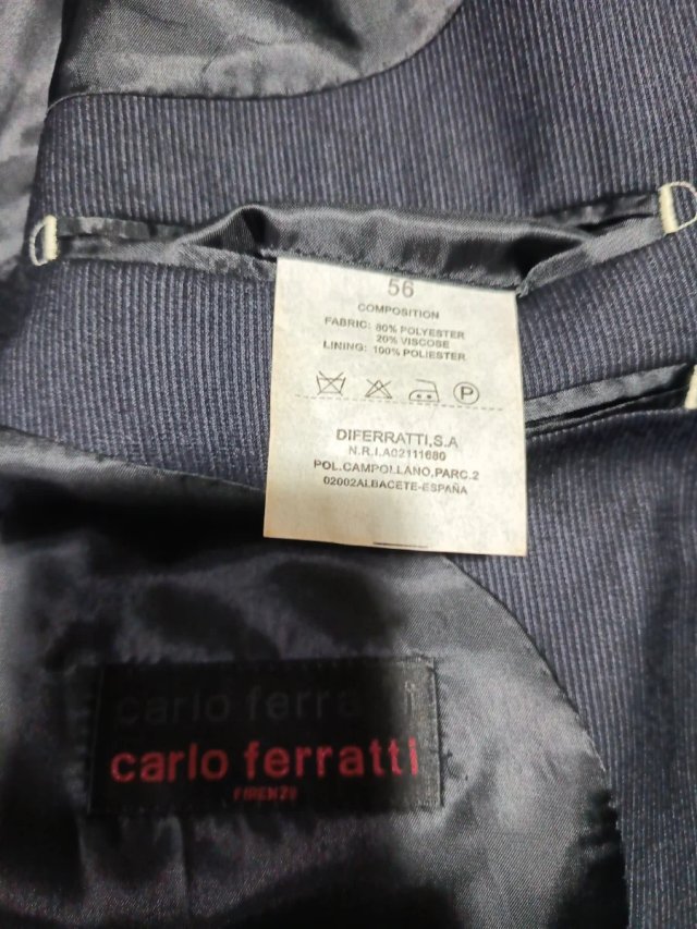 Traje de caballero negro/ralla diplomatica T-56