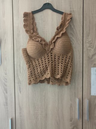 Top Crochet Mujer Talla M Marrón hecha a mano