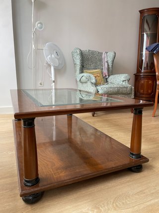 Mesa centro madera y cristal