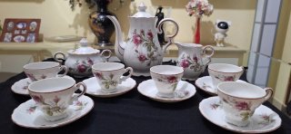 Juego de té porcelana rosas