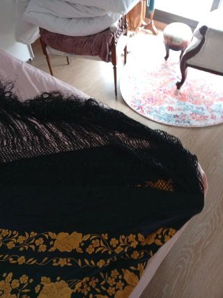 Mantón de Manila Negro y Dorado