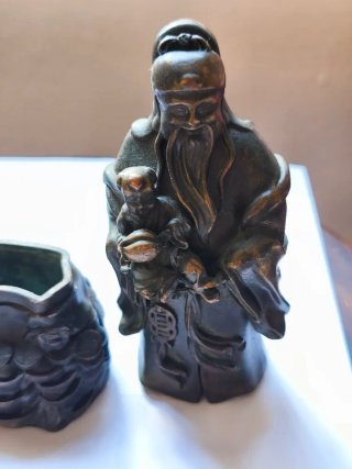 Figura antigua sabio de Buda cobre bronce 15 cm