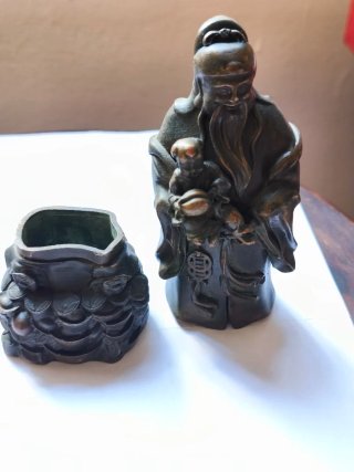 Figura antigua sabio de Buda cobre bronce 15 cm