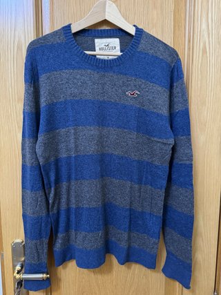 Jersey Hollister Rayas Azul y Gris Talla M