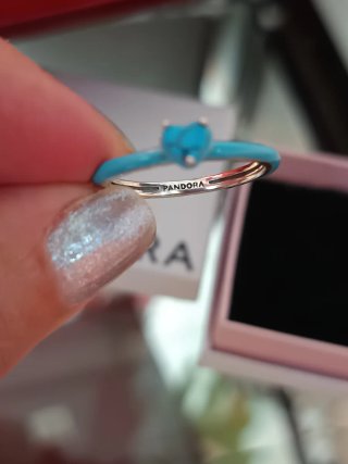 Anillo Pandora Corazón Turquesa T.56