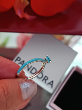 Anillo Pandora Corazón Turquesa T.56