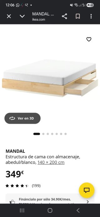 Cama 140cm con 4 cajones y colchón