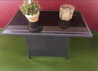 Mesa ratán sintético y cristal balcón