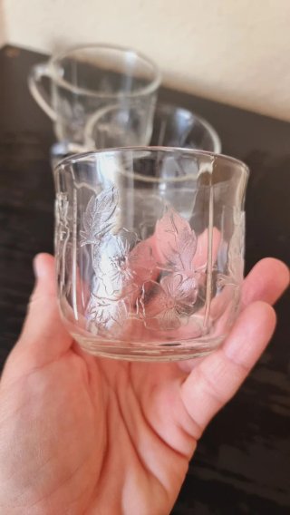 Tazas Portugal cristal relieve poppies/amapolas