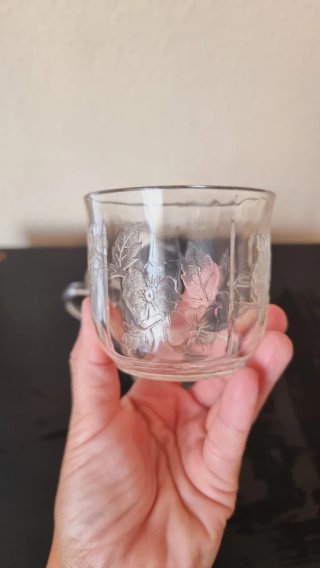 Tazas Portugal cristal relieve poppies/amapolas
