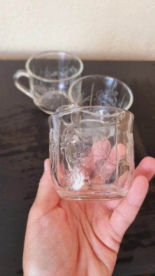 Tazas Portugal cristal relieve poppies/amapolas