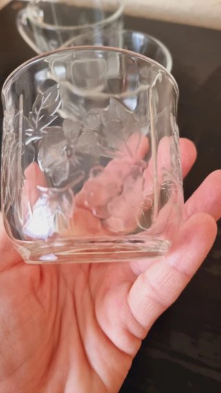 Tazas Portugal cristal relieve poppies/amapolas
