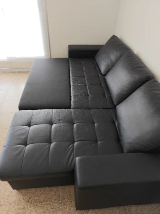 Sofá Cama Negro Piel Sintética
