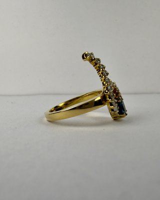 Anillo Oro 18K Zafiro y Diamantes