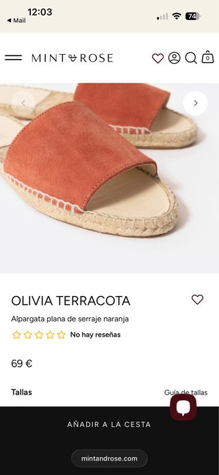 Alpargatas Mint&Rose Naranja Talla 40