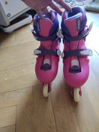 Patines infantiles rosas y morados